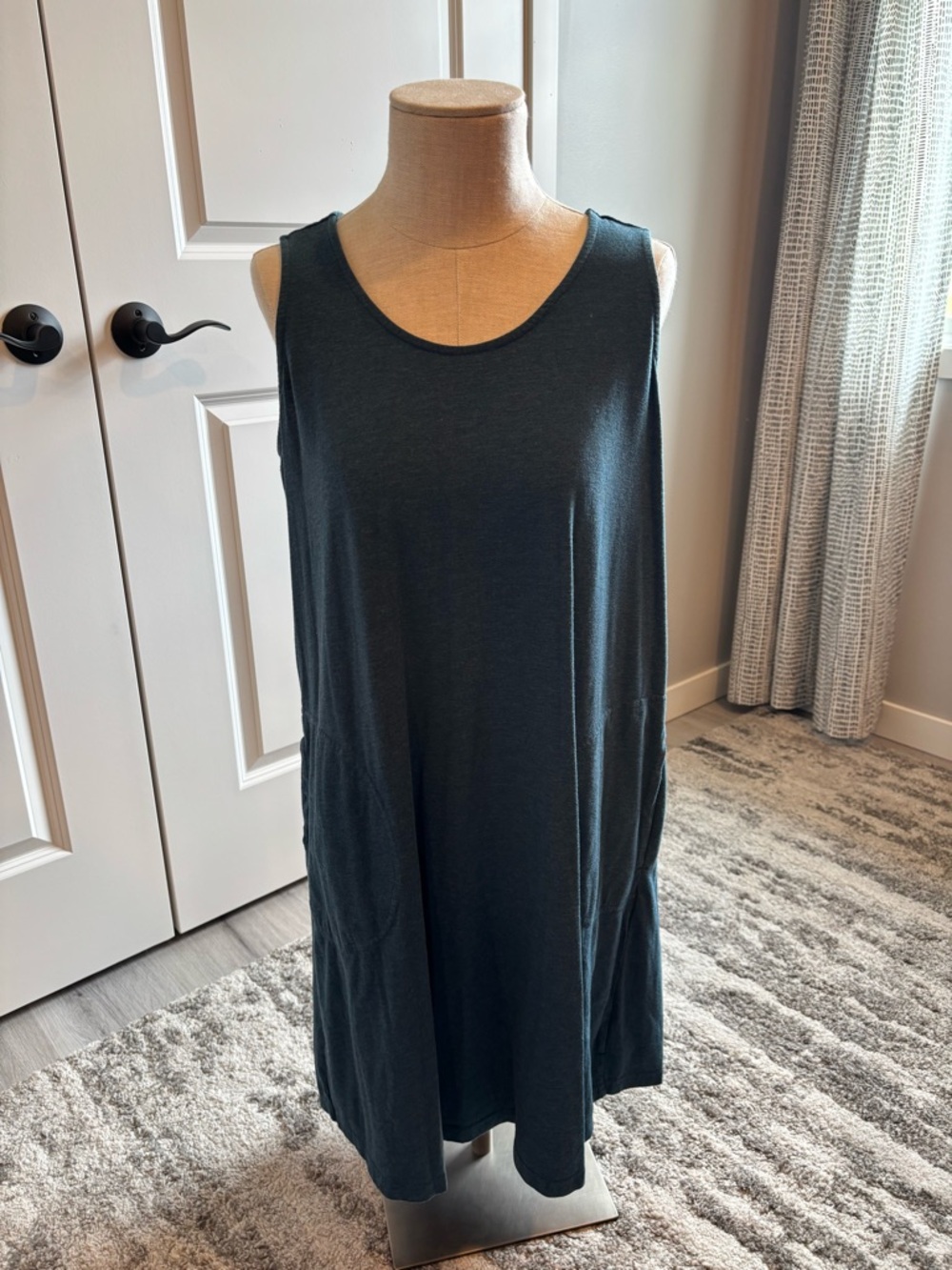 Aventura Sleeveless Scoop Neck Tank Dress in Dark Teal